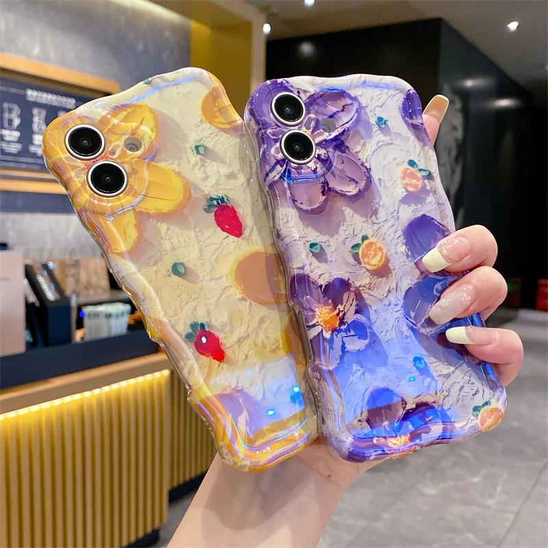 Luxury Purple Flowers Laser Glitter iPhone Case For iPhone 16 Pro Max 15 14 13 12 11 Plus Fashion Soft Silicone Shockproof Cover