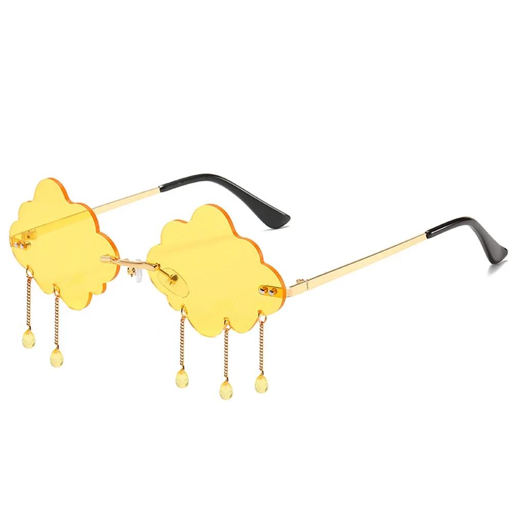 Retro Rimless Sun Glasses With Uv400 Protection - Trendy Tassel Sunglasses