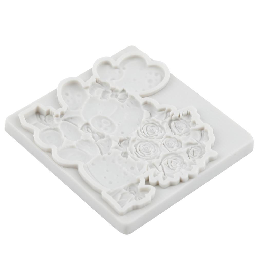 Bear Silicone Molds Rose Flower Fondant Mold Cake Decorating Tools Cupcake Topper Chocolate Candy Craft Gum Paste Polymer Clay