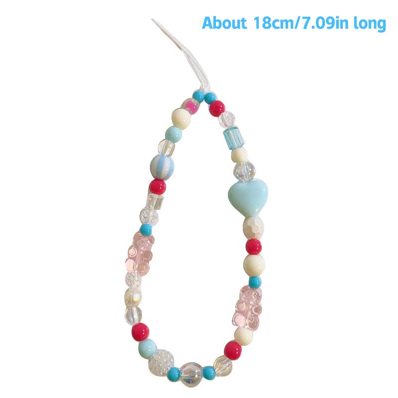 Blue Pink Bowkont Beads Phone Chain Sweet Cool Love Bear Hanging Rope Camera Lanyard Anti-Lost Wrist Straps Bag Accessories