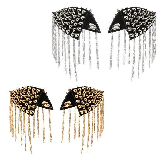 Punk Quasten Schulterklappen Retro Nieten Schulterklappen Quastenkette Schulterklappen für Uniformen Herren Damen Kostümzubehör