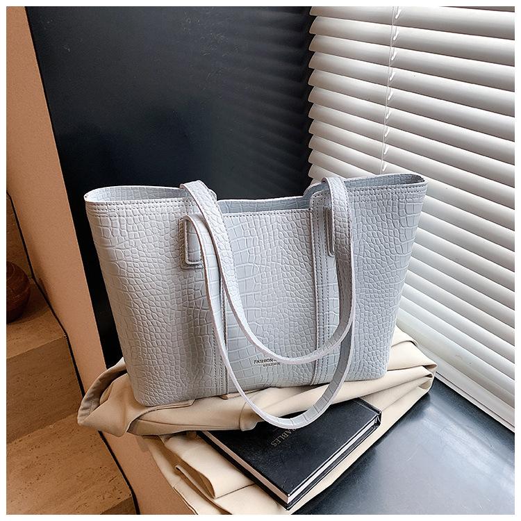

Простая сумка женская 2025 новая мода с крокодиловым узором сумка через плечо большая вместимость сумка-тоут синий