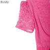 ZANZEA Women Lace Patchwork Casual Round Neck Short Sleeve Long Dress