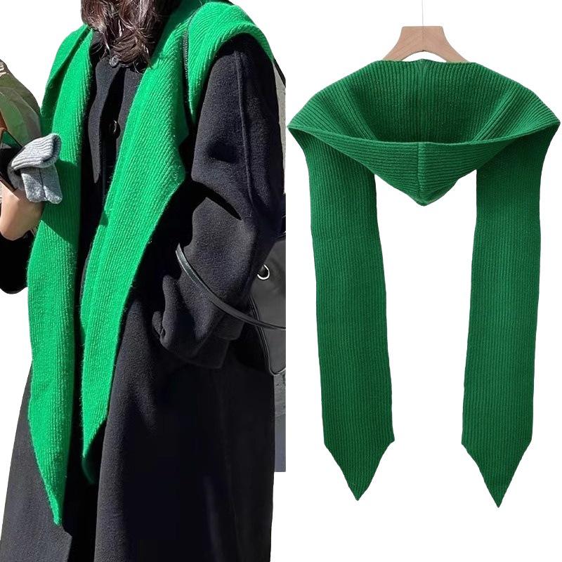 Women's Versatile Knitted Scarf-Hat Combo: Warm, Windproof Wool Shawl for Autumn and Winter