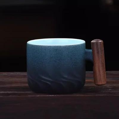 Creative Handmade Exquisite Coffee Cups, Vintage Wooden Handle Coffee Cups, Mugs, Beverage Cups, Kitchen Dining and Bar