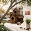 Rustic Style Wooden Bird House Feeder Weather Resistant Hanging Birdhouse  Outdoor Use