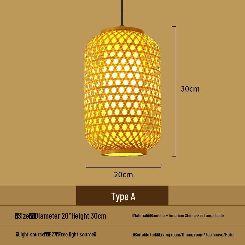 Chinese Bamboo Weaving Pendant Lantern with Logo for Hot Pot Restaurant or Teahouse