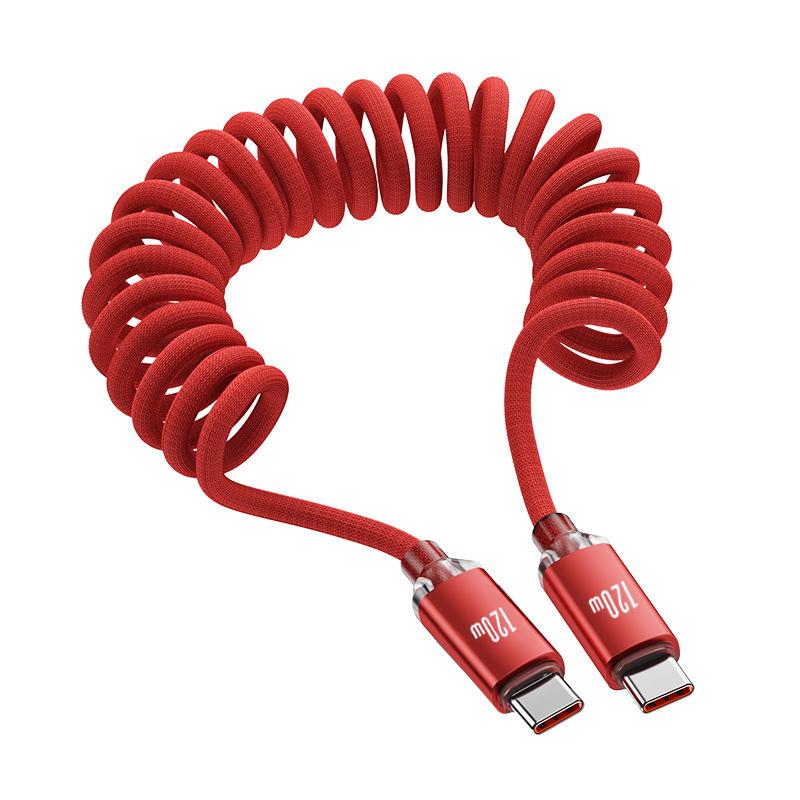 Crystal Shine Spring 120W Dual Type-C Fast Charging Cable for Apple & Huawei Laptops