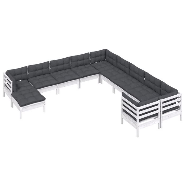 VidaXL Bois de Pin Salon de Jardin 11 pcs avec Coussins Mobilier de Patio Meubles d'Extérieur Mobilier de Jardin Meubles de 3097056