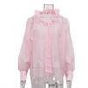 French niche design lotus leaf collar lace-up women's shirt autumn new temperament fashion versatile long-sleeved top