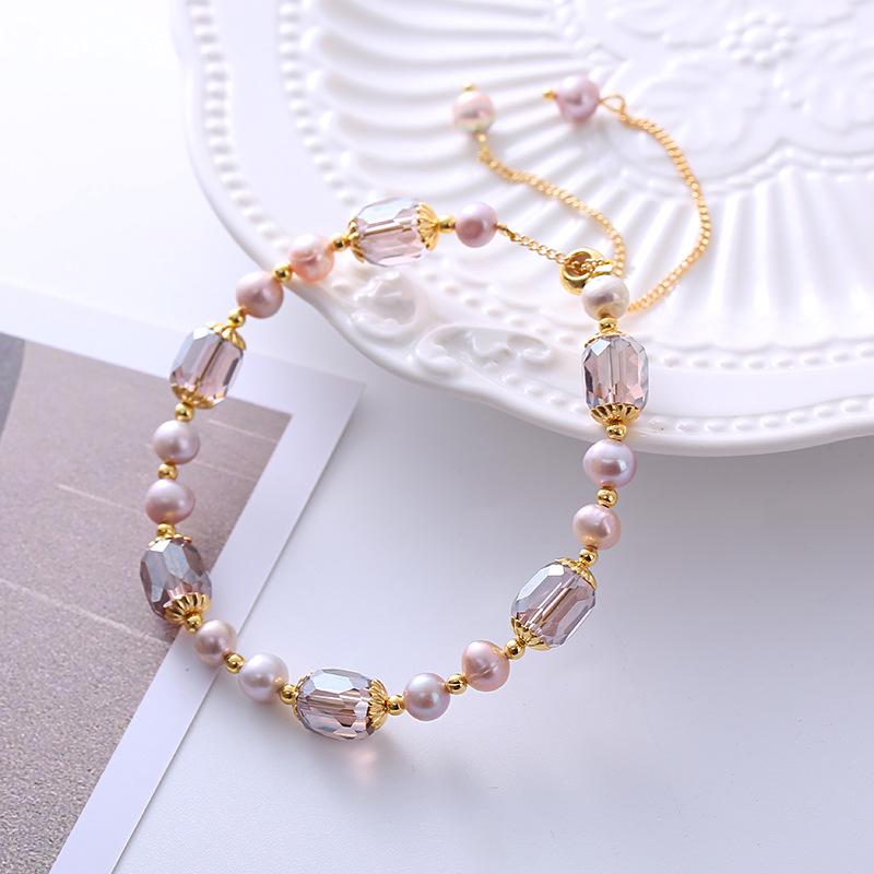 Korean Minimalist Crystal Pearl Beaded Bracelet - Cold Style Hand Jewelry Accessories