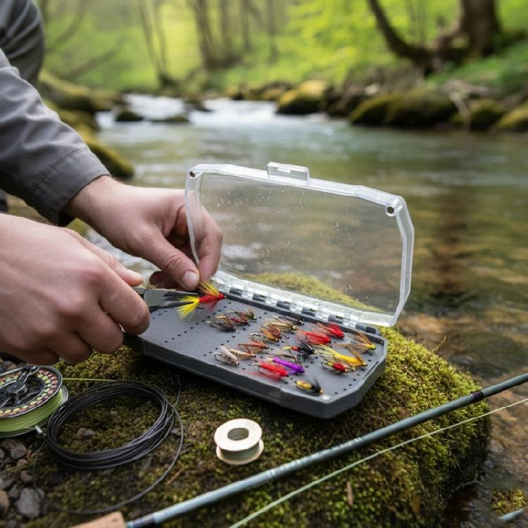 Multiple Size Light Weight Fly Fishing Lures Box Fly Fishing Lures Box Single Sided Clear Lid Fly Fishing Baits Box