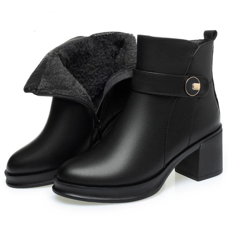 

Женские ботильоны из натуральной кожи и натуральной шерсти, зимние ботинки, женские, большого размера, нескользящие, женские ботильоны 42