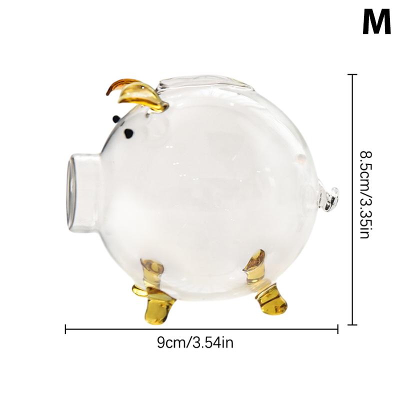Mini Pig Money Jar Golden Beans Storage Box Transparent Piggy Bank Gold Glass Pig Ornaments Portable Coin Bank Saving Box Gift