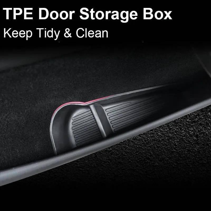 4Pcs For Tesla New Model Y Juniper 2025 Door Side Storage Box TPE Front Rear TPE Organizer Tray MY Launch Interior Accessories