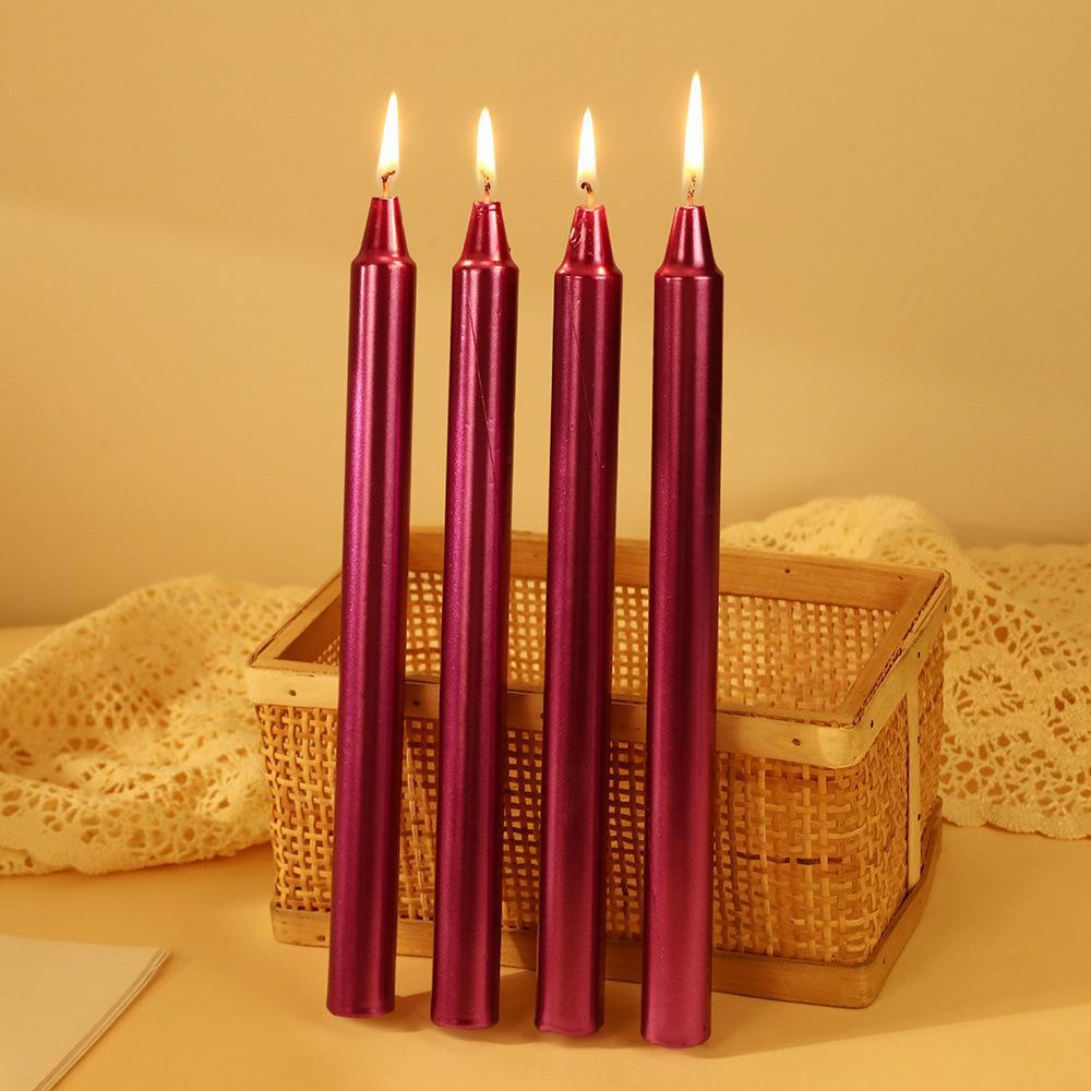 Electroplated European Color Long Pole Candle Household Odorless Candlelight Dinner Candlestick Pole Made of Wax