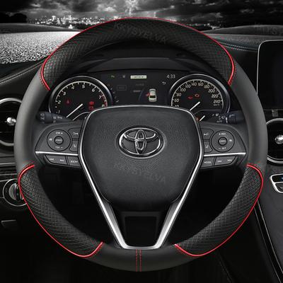Auto Lenkradbezug Leder 38cm Für Toyota Corolla Fortuner Sequoia Auris Avensis YARIS Vios Celica 86 Rav4 4Runner C-HR