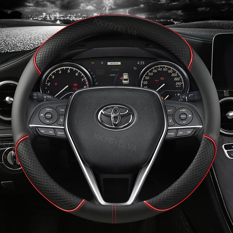 Coprivolante in Pelle per Auto 38cm Per Toyota Corolla Fortuner Sequoia Auris Avensis YARIS Vios Celica 86 Rav4 4Runner C-HR