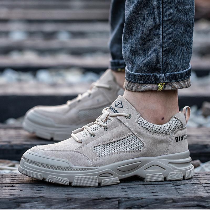 Oulylan New Safety Men's Work Shoes Steel Toe Anti-Puncture Breathable Anti-Slip Lightweight Comfortable Labor Protection Boots