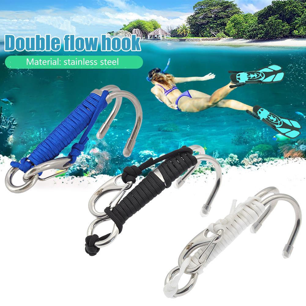 Double Head Diving Clips Hook Portable Stainless Steel Dive Underwater Hook Lightweight Wear-Resistant Outdoor Equipment