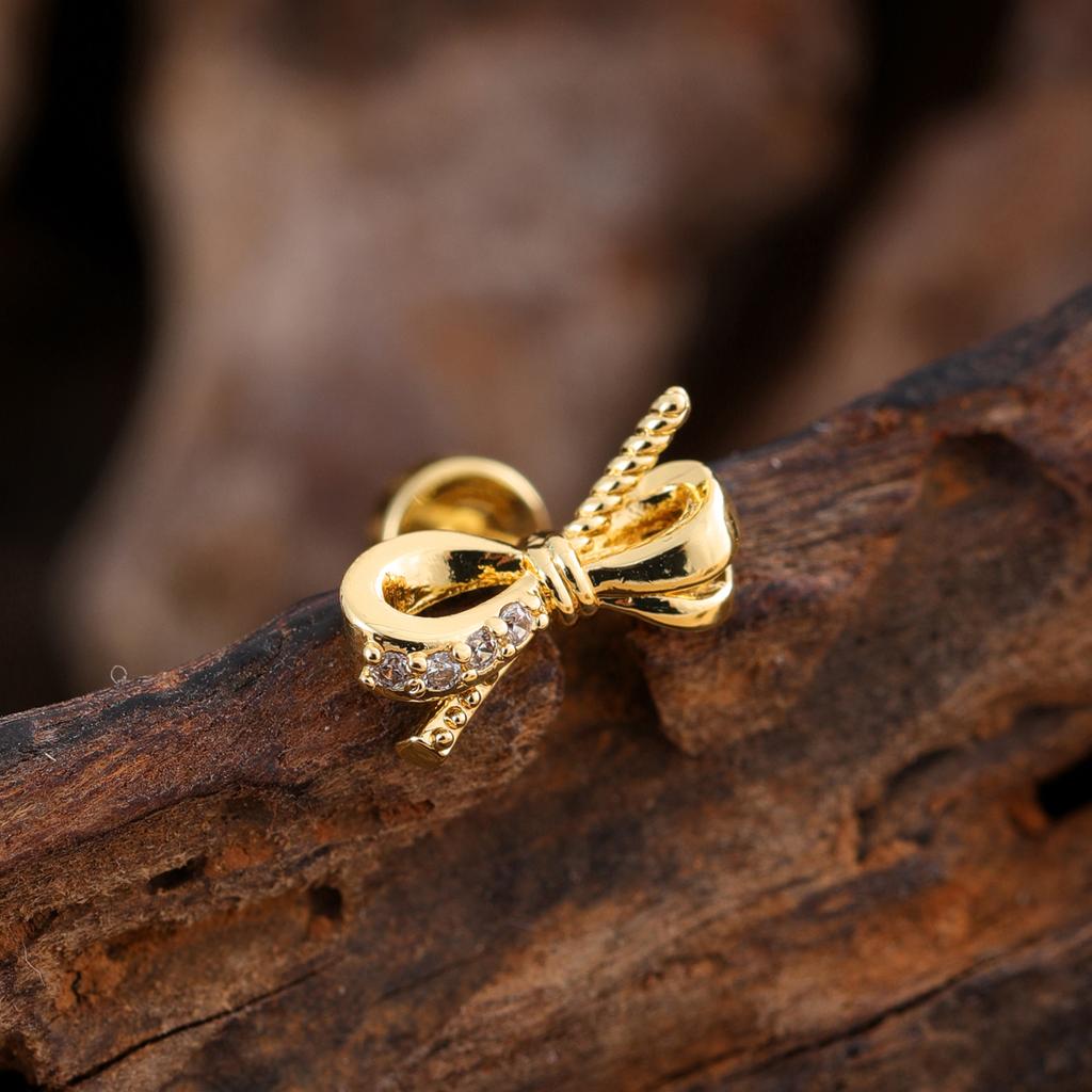 10Pcs/Set 20G Gold Cartilage Earring CZ Tragus Earring Bear Spider Design Helix Stud Rings Conch Ear 316L Steel Piercing Jewelry