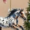Yousheng 2D Horse Car Rear View Mirror Charm Acrylic Christmas Tree Hanging Pendant Auto Mirror Accessories for Women Girls
