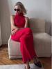 2024 Summer European & American Solid Color Deep V Backless Hip-Hugging Dress for Women