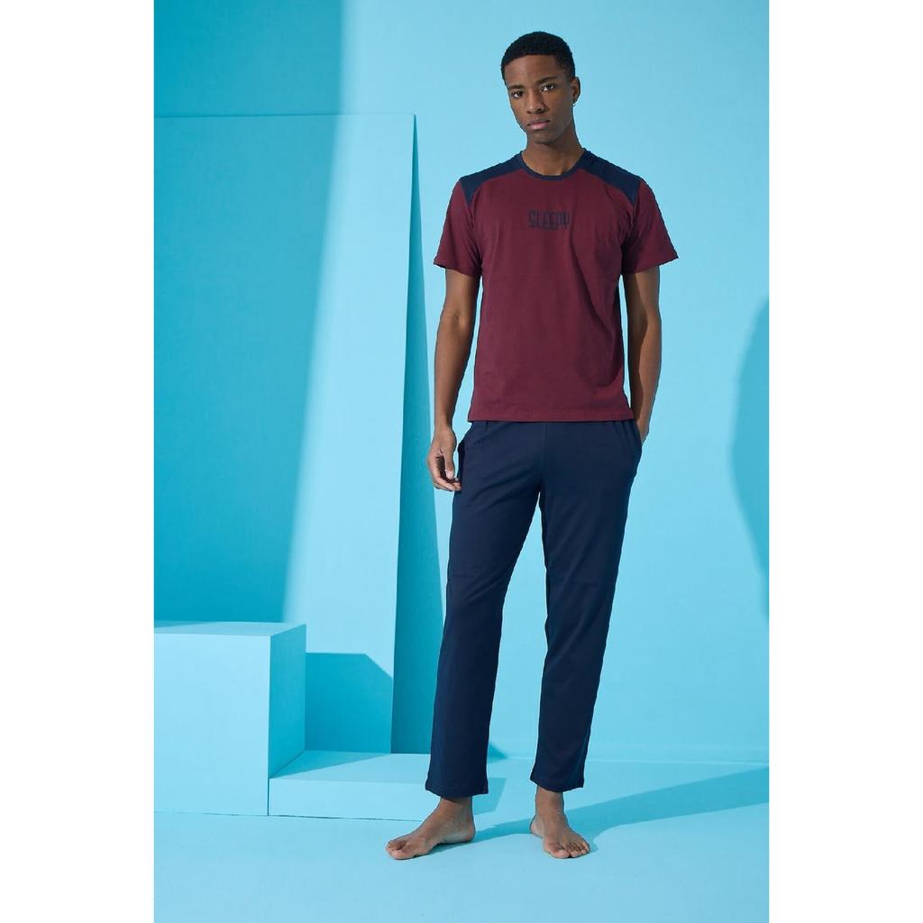 Khakifarbenes Sleepy-Pyjama-Set mit kurzen Ärmeln und sechs langen Ärmeln für Herren