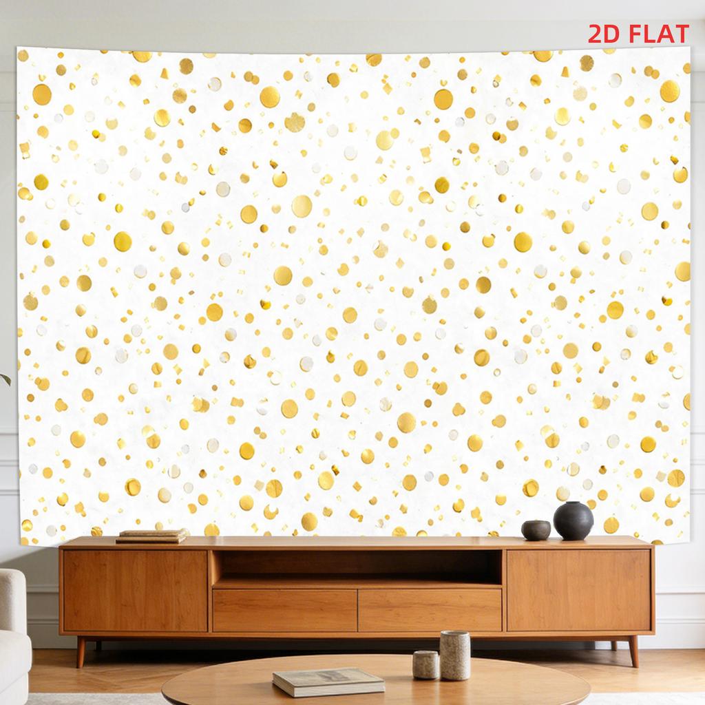 2D Flat - 2D Flat - [2D Plane Printing] Large/Small Size Pattern Printed Tapestry- Golden Confetti, Celebration, Festive, Glitter, White Background, R
