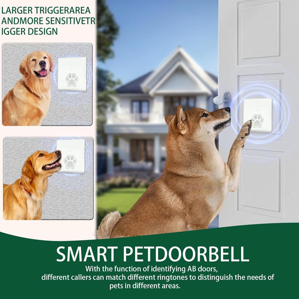 Chenji Wireless Waterproof Pet Doorbell - Self-Powered Entry Bell for Puppies