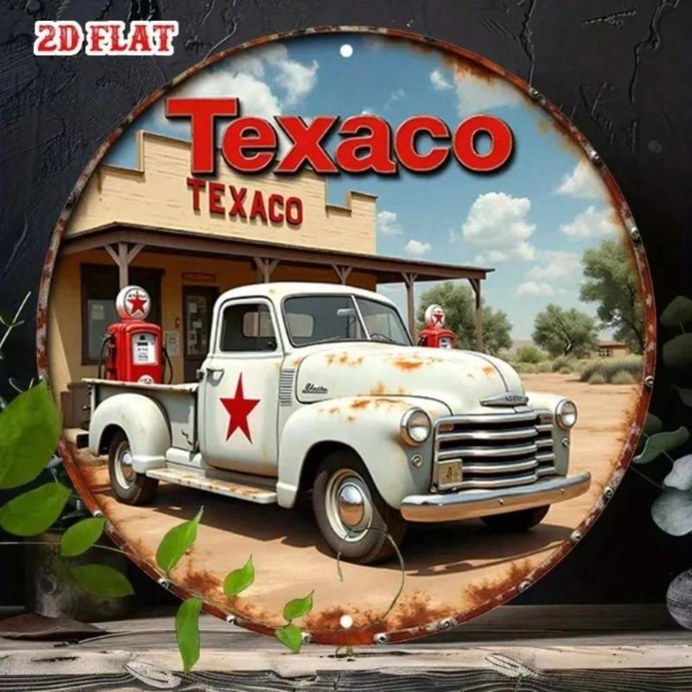 Vintage Texaco Gas Station Metal Poster, Retro Garage Wall Decor