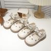 Girls Leather Shoes Sweet Flower Kids Flats Round Toes Cute Bow 2025 New Fashion Girls Princess Shoes Non-slip Soft Sole Ins