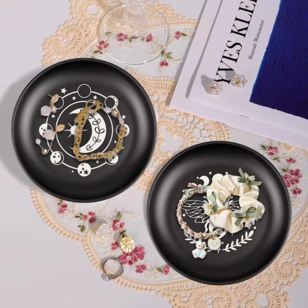 5.5 Inch Decorative Jewelry Dish Round Meditation Altar Tray Crystal Stone Storage Tray Food