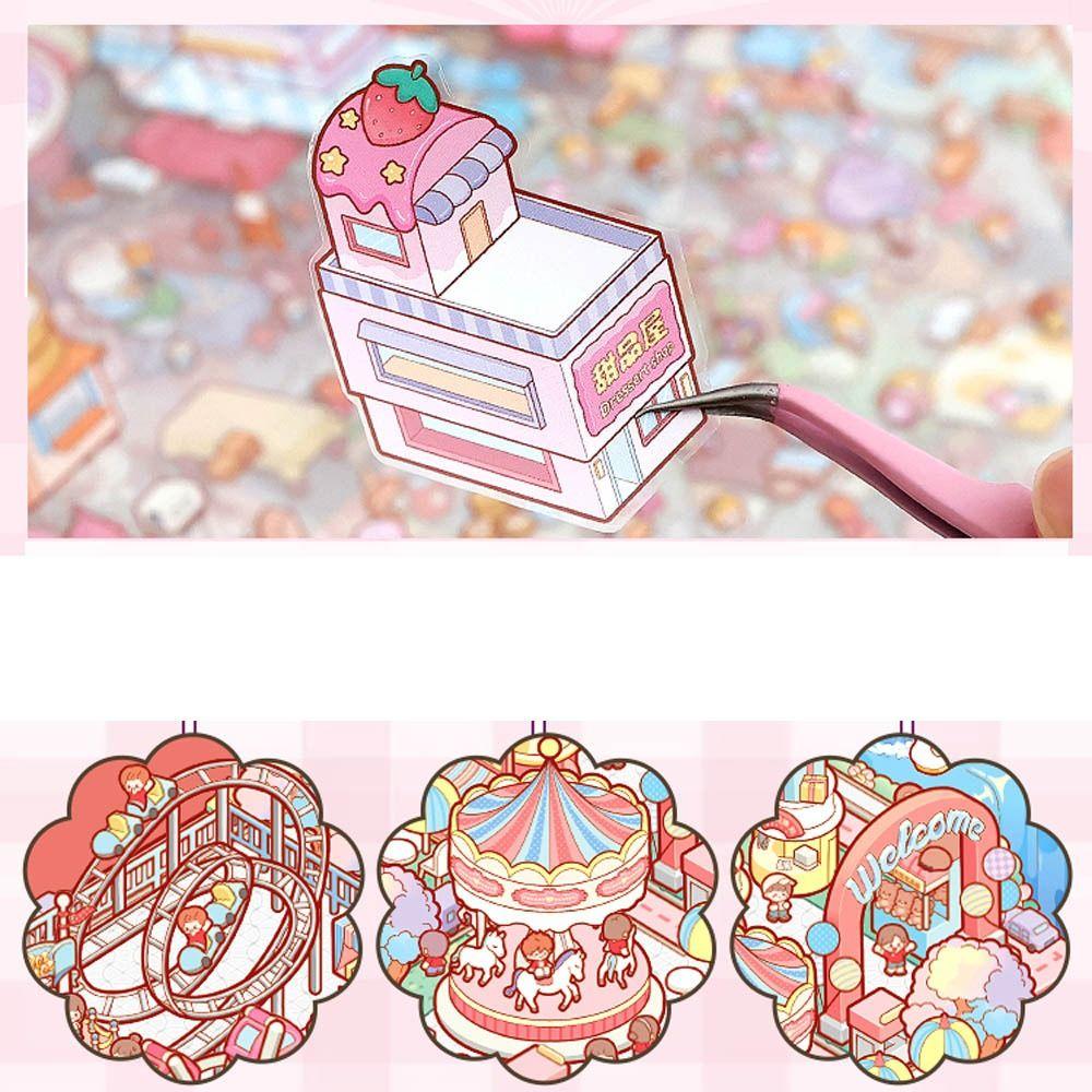 Visual Stacking Miniature Scene Collection PET Tent Sticker Decoration  Kids