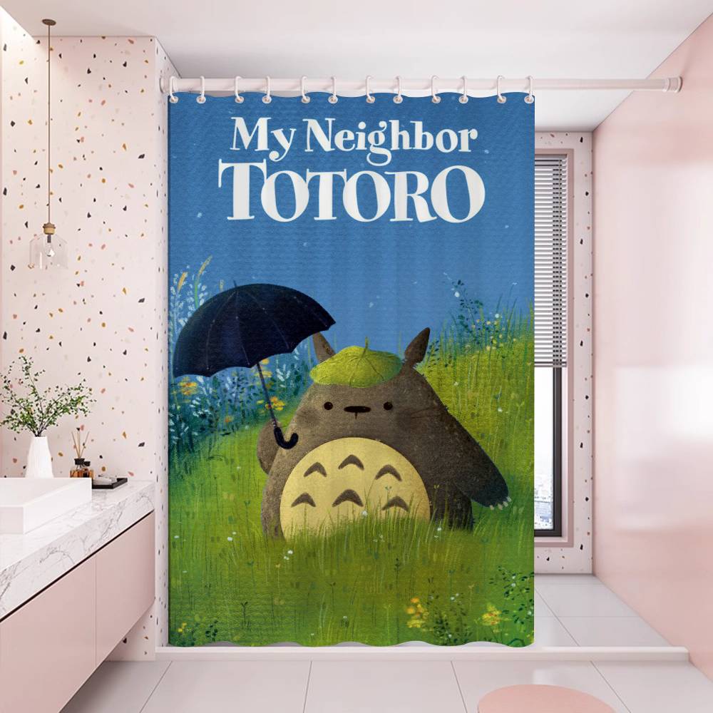 Anime My Neighbor Totoro Modern Simple Shower Curtain Bathroom Decorative Polyster Shower Curtain with Hook