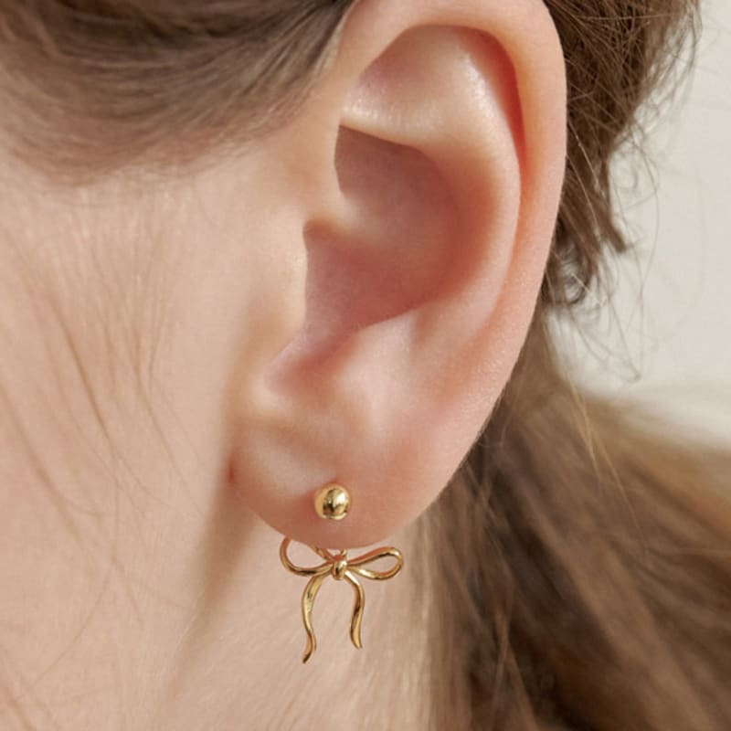 TATIANA (925 Silver) French Ribbon Tie Ear Jacket Earrings EC3083