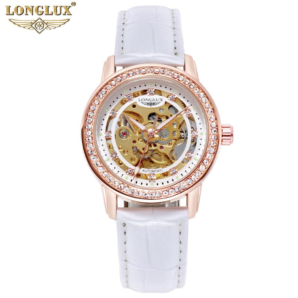 LONGLUX New TOP Brand Luxury Women's Watch with Box Hollow Automatic Women's Mechanical Watches