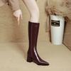 Fashion High Heels But Knee Boots Women's New Autumn and Winter Pointed High Boots Large Size Thick Heel Thin Boots