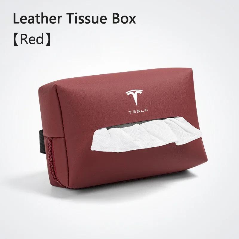 

Car Sticker 2025 Hot Car Tissue Bag Seat Back Tissue Storage Box Holder Auto Interior Accessories For Tesla Model 3 Model S X Mo красный