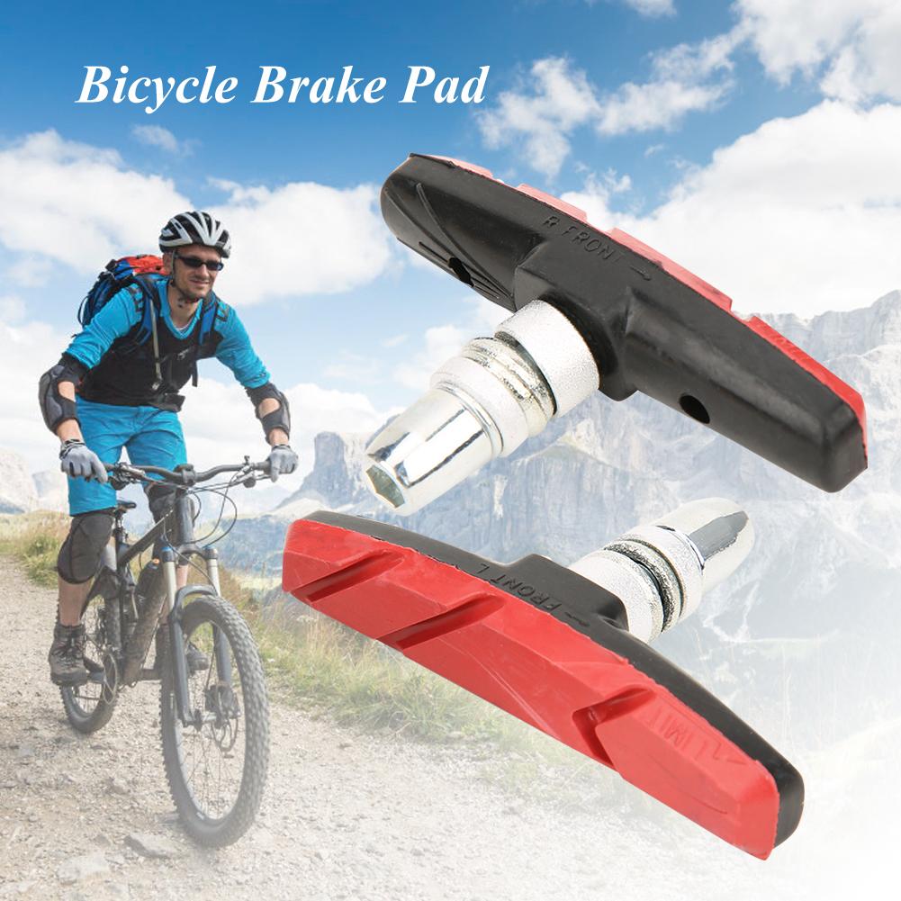 Ett par Blandmaterial Tysta Mountainbike Bromsbelägg Block Skor Cykel CykeltillbehörRöd