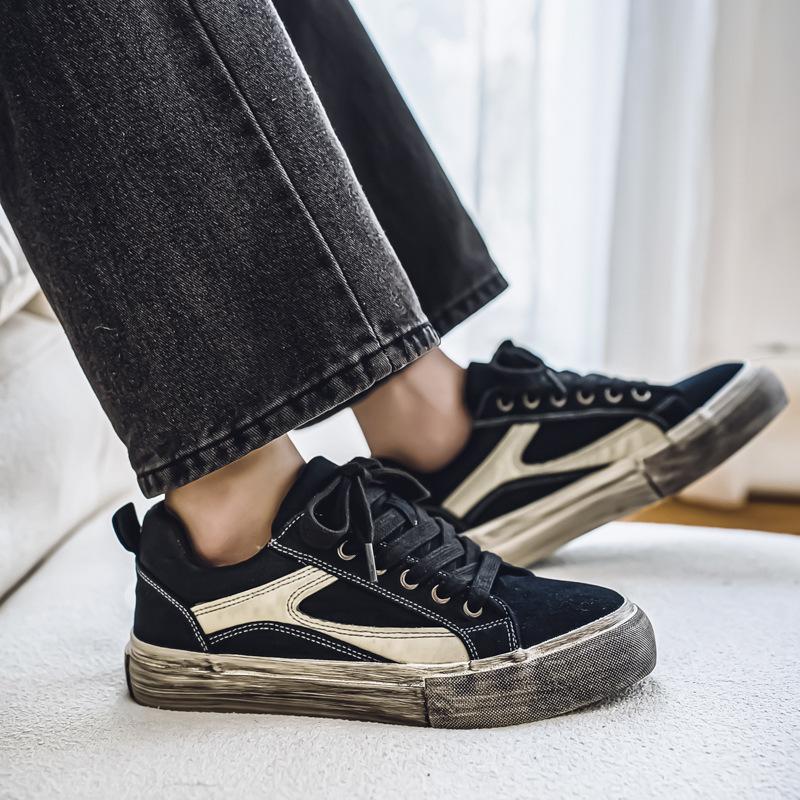 

Новые спортивные и развлекательные туфли для сноуборда, старые грязные туфли в стиле ретро, вымытые мужские парусиновые туфли, универсальные мужские туфли 44 чёрный