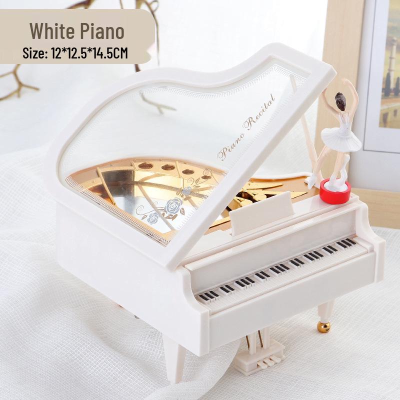 Romantic Rotating Dancing Girl Music Box Gift 12 x 12.5 x 14.5 cm белый