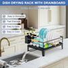Foldable Dish Drying Rack for Kitchen Counter Large Dish Storage Rack with Drainboard Rustproof Dish Drainer with Cutlery Holder