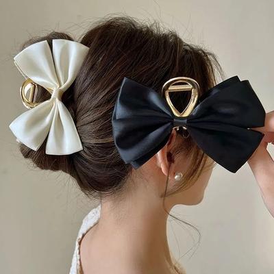 Bow Hair Clip WOMEN'S Summer Headwear Fashion Simple Temperament Hair Clip Back Of The Head Shark Clip