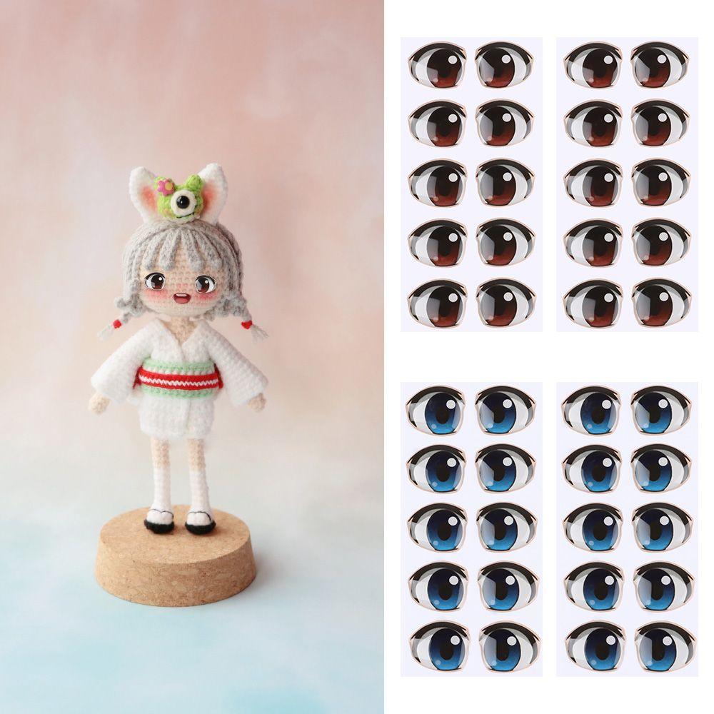 10 Pai Boy/Girl Brown/blue Decals Face Organ Paster Cartoon Eyes Stickers Anime Figurine Doll Eye Chips Paper