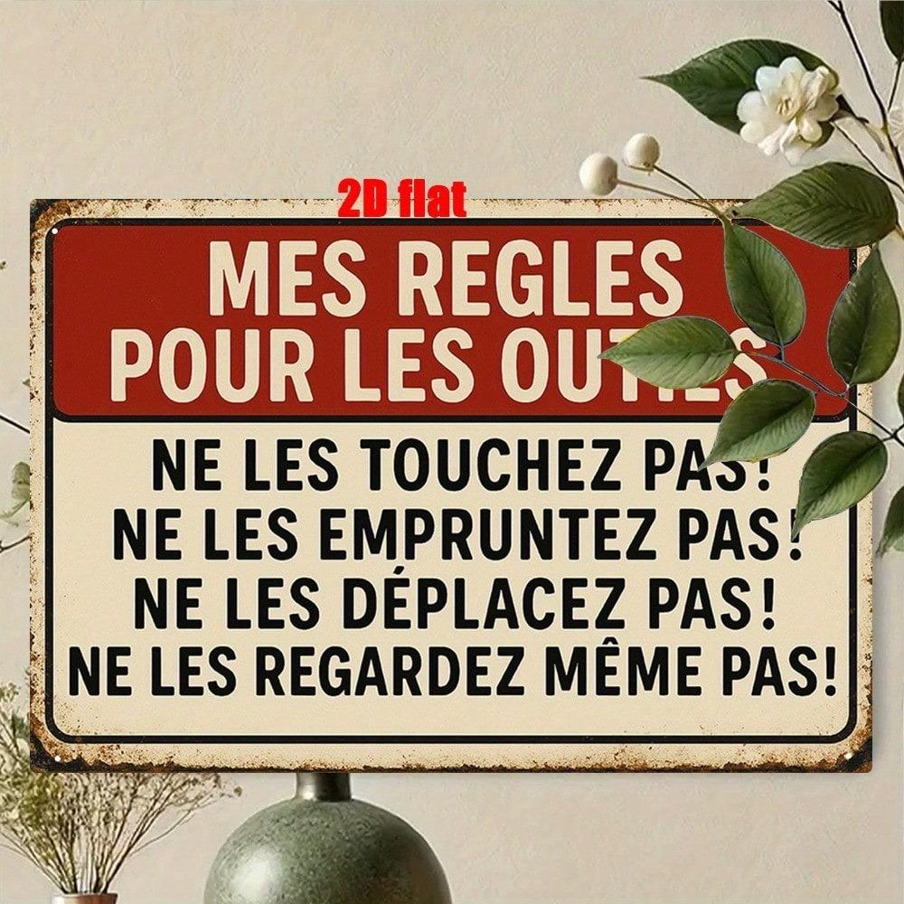 2D French Style Vintage Metal Wall Art Durable Iron Garage Sign For Man Cave Workshop Auto Repair