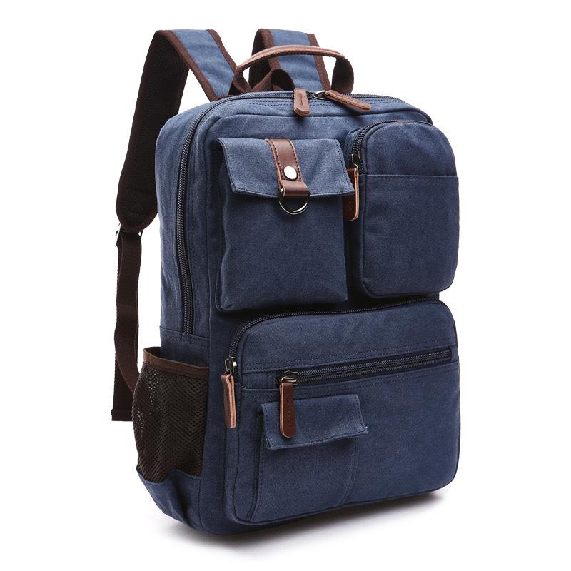 TS JYL laptop bag,Canvas Backpack Vintage Large Travel Student Laptop Bag OneSize синий