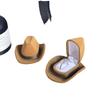New 1Pcs Creative Design Cowboy Hat Shape Rings Box Pretty Velvet Jewelry Display Storage Case Packaging Bride Wedding Rings Box