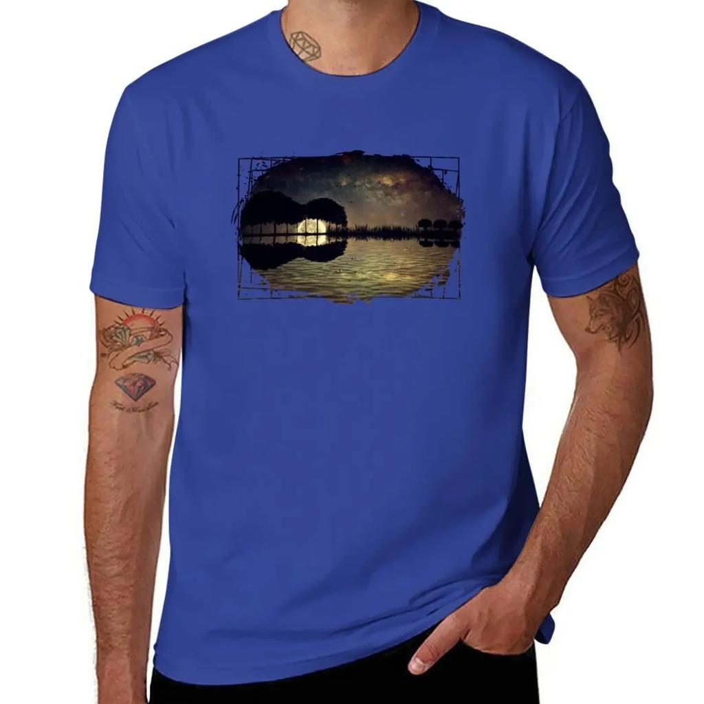 guitar island moonlight T-Shirt plain sweat customs design your own mens vintage t shirts