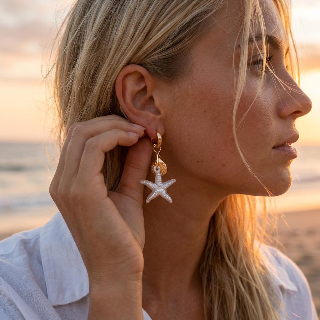 Boho Starfish Dangle Earrings for Women Gold Color Starfish Shell Metal Earring Summer Beach Party Vacation Charm Jewelry Gifts